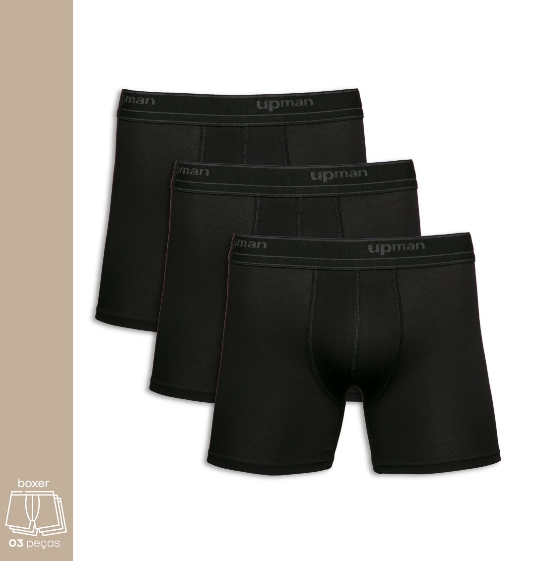 Kit 3 Cuecas Boxer Algodão Egípcio (1K3E1) 