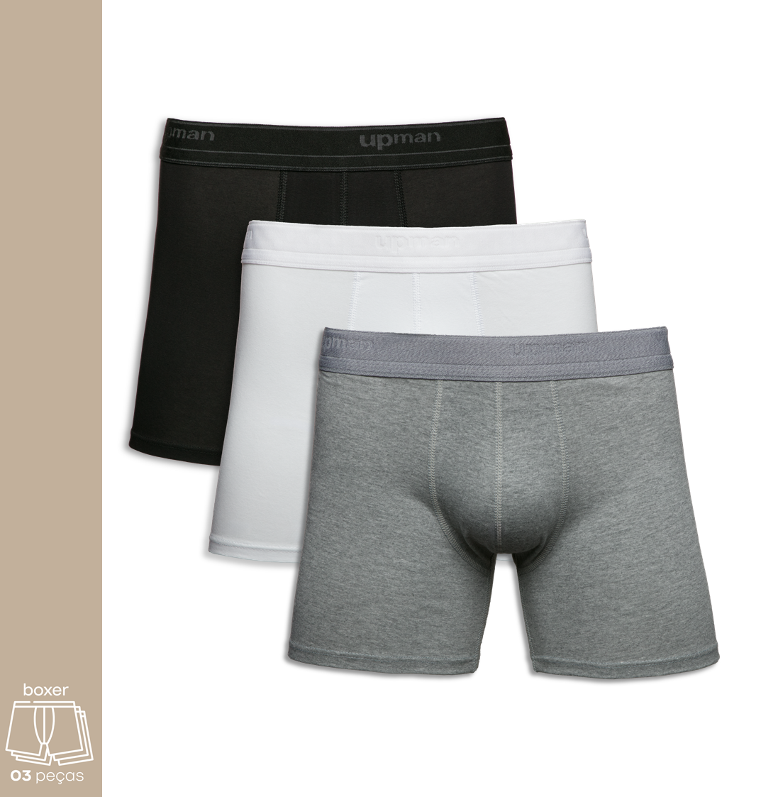 Kit 3 Cuecas Boxer Algodão Egípcio (1K3E1) 